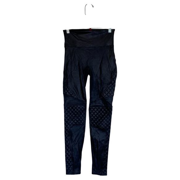 SPANX Quilted Faux Leather Leggings in Black Moto Pants Size Small - Picture 3 of 8